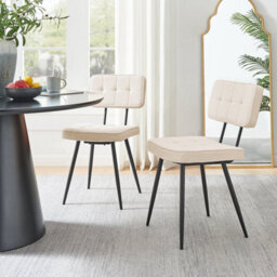 Furniturebox Uk Braxton 2X Cream Boucle Fabric Black Leg Dining Chair - thumbnail 1