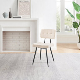 Furniturebox Uk Braxton 2X Cream Boucle Fabric Black Leg Dining Chair - thumbnail 5