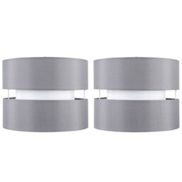 Valuelights Sophia Pair Of Small Grey 2 Tier Ceiling Light Shades And Bulbs (D)26Cm - thumbnail 6