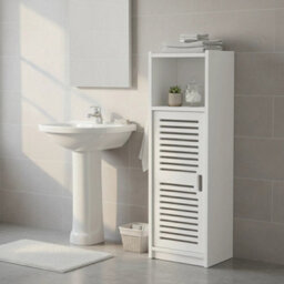Bathroom Floor Storage Cabinet Waterproof Standing Cupboard Shelf Unit - thumbnail 1