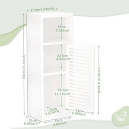 Bathroom Floor Storage Cabinet Waterproof Standing Cupboard Shelf Unit - thumbnail 2