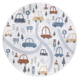 RugsX Carpet Bono 8436 Circle Cars, Street Cream / Light Grey  Circle 200 Cm - thumbnail 3