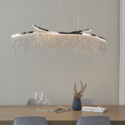 Twin Ceiling Pendant Light Fitting - Chrome Plate & Silver Waterfall Chains - thumbnail 3