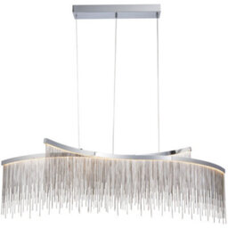 Twin Ceiling Pendant Light Fitting - Chrome Plate & Silver Waterfall Chains - thumbnail 1