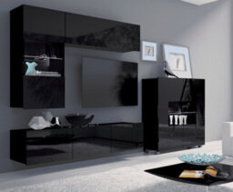 Arte Calabrini 3 Entertainment Unit: Bold All-Black - W1500mm X H1050mm X D430mm