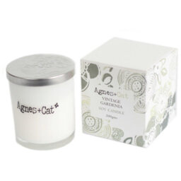 Serenityy Agnes + Cat Vintage Gardenia Soy Wax Votive Candle 200G - White Glass With Embossed Silver Lid - thumbnail 2