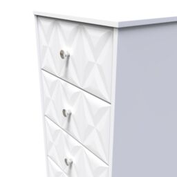 Genoa Ready Assembled Matt White No Effect 5 Drawer Bedside Chest (H)1120mm (W)450mm (D)395mm - thumbnail 3