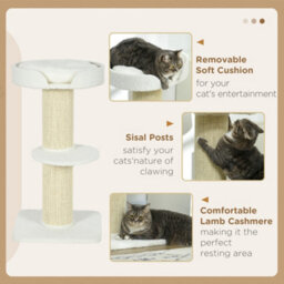 Pawhut 91Cm Scratching Posts Cat Tree Activity Centre For Indoor Cats Cream - thumbnail 5