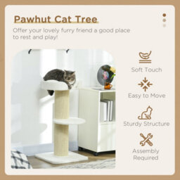 Pawhut 91Cm Scratching Posts Cat Tree Activity Centre For Indoor Cats Cream - thumbnail 4