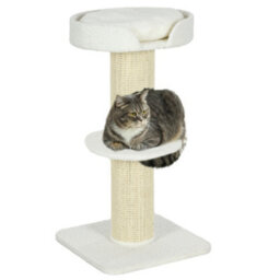 Pawhut 91Cm Scratching Posts Cat Tree Activity Centre For Indoor Cats Cream - thumbnail 2