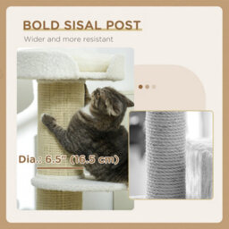 Pawhut 91Cm Scratching Posts Cat Tree Activity Centre For Indoor Cats Cream - thumbnail 6