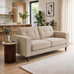 Furniturebox Uk Jasper Cream Linen-Look Fabric 2 Seater Sofa - thumbnail 3