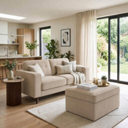 Furniturebox Uk Jasper Cream Linen-Look Fabric 2 Seater Sofa - thumbnail 7