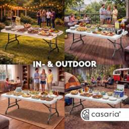Casaria 7Ft Folding Garden Table 220X70Cm Foldable Table Picnic White - thumbnail 7