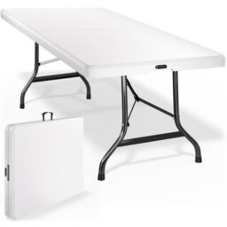 Casaria 7Ft Folding Garden Table 220X70Cm Foldable Table Picnic White - thumbnail 1