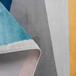 Loomed Blue Ochre Bold Geometric Area Rug 200X290Cm - thumbnail 5