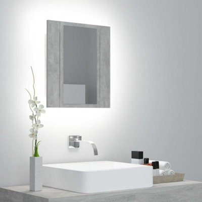 Berkfield Led Bathroom Mirror Cabinet Concrete Grey 40X12X45 Cm - image 1
