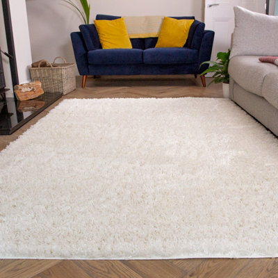Loomed Cream Thick Soft Shaggy Area Rug 160X230Cm - image 1