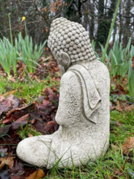 Burgess Resting Buddha Stone Statue Outdoor Garden Ornament Oriental Monk Sculpture - thumbnail 4