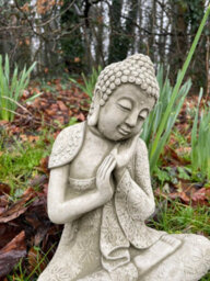 Burgess Resting Buddha Stone Statue Outdoor Garden Ornament Oriental Monk Sculpture - thumbnail 2