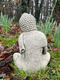 Burgess Resting Buddha Stone Statue Outdoor Garden Ornament Oriental Monk Sculpture - thumbnail 3