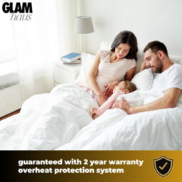 Glamhaus Super King Electric Blanket - Fitted Mattress Bed Cover - White Diamond Quilted - Settings For Feet And Body, Timer - thumbnail 6