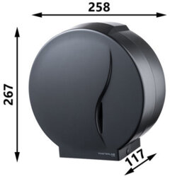 Bisk Toilet Paper Roll Dispenser Black Wall Mounted Lockable 19-23Cm Rolls - thumbnail 2