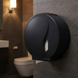 Bisk Toilet Paper Roll Dispenser Black Wall Mounted Lockable 19-23Cm Rolls - thumbnail 3