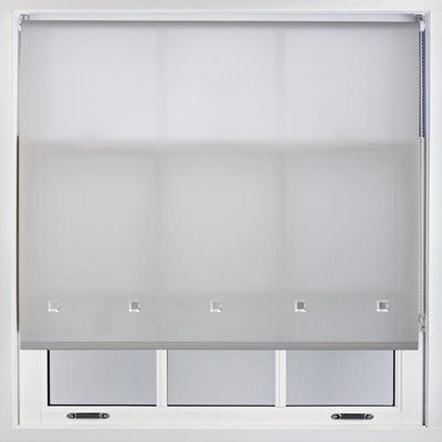 Trimmable Daylight Roller Blind With Square Eyelets And Metal Fittings By Furnished - Grey (W)150Cm X (L)165Cm