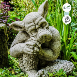Solid Cast Stone Dog Gargoyle In Sleepy Pose - thumbnail 3