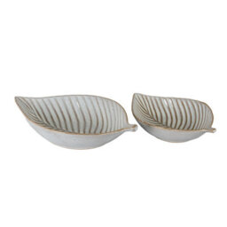 Alora Ceramic Elm Leaf Large Dish Sculptural Decorative Serving Dish - thumbnail 4
