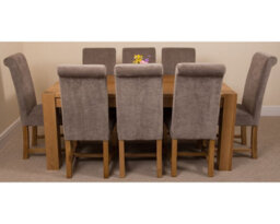 That's Furniture Kuba 180 X 90 Cm Chunky Oak Dining Table And 8 Chairs Dining Set With Washington Grey Fabric Chairs - thumbnail 2