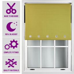 Furnished Made To Measure Blackout Roller Blinds With Square Eyelets - Green Roller Blind (W)150Cm (L)210Cm - thumbnail 1