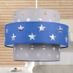 First Choice Lighting Navy Blue And Grey Star Two Tier Lamp Shade - thumbnail 4