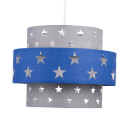 First Choice Lighting Navy Blue And Grey Star Two Tier Lamp Shade - thumbnail 2