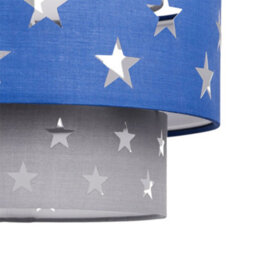 First Choice Lighting Navy Blue And Grey Star Two Tier Lamp Shade - thumbnail 3