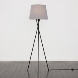 Valuelights Camden Black Tripod Floor Lamp With Grey Tapered Shade And Bulb - thumbnail 4