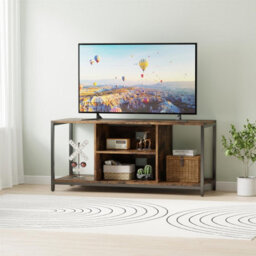 "Avc Designs Tv Stand Tv Console Storage Cabinet Rustic Brown For Living Room Up To 50"" Tv With Storage Shelf (110L Cm)"