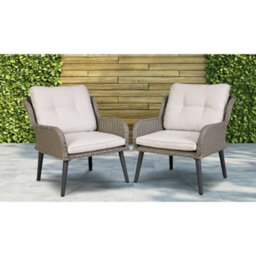Loops Stylish 4 Pack Outdoor Dining Armchairs With Cushions In Grey Rattan Wicker - thumbnail 5
