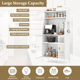Costway Kitchen Pantry Storage Cabinet Freestanding Kitchen Buffet With Adjustable Shelf - thumbnail 5