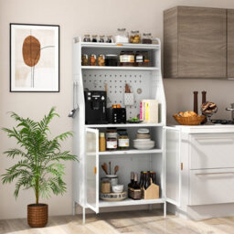 Costway Kitchen Pantry Storage Cabinet Freestanding Kitchen Buffet With Adjustable Shelf - thumbnail 3