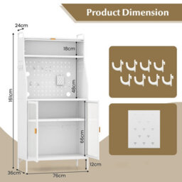 Costway Kitchen Pantry Storage Cabinet Freestanding Kitchen Buffet With Adjustable Shelf - thumbnail 2