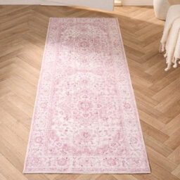 OHS Washable Rug Vintage Living Room Bedroom Carpet Mat, Blush - 66 X 200Cm - thumbnail 3