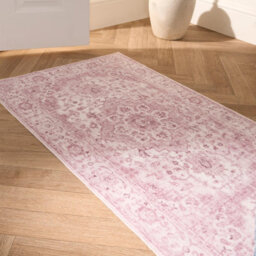 OHS Washable Rug Vintage Living Room Bedroom Carpet Mat, Blush - 66 X 200Cm - thumbnail 4