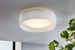 Eglo Pasteri White Fabric Led Flush Ceiling Light - Energy-Efficient, Warm White Light (D) 32Cm - thumbnail 1