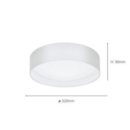 Eglo Pasteri White Fabric Led Flush Ceiling Light - Energy-Efficient, Warm White Light (D) 32Cm - thumbnail 4