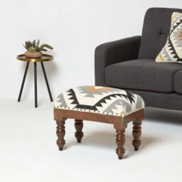 Homescapes Agra Handwoven Kilim Footstool 50 X 30 Cm - thumbnail 2