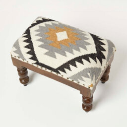 Homescapes Agra Handwoven Kilim Footstool 50 X 30 Cm - thumbnail 5