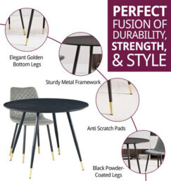 Hallowood Furniture Finley Round Dining Table (Tab101) In Black Finish With 2 Chairs (Cha201-Sgy) - thumbnail 2