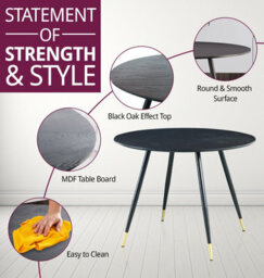 Hallowood Furniture Finley Round Dining Table (Tab101) In Black Finish With 2 Chairs (Cha201-Sgy) - thumbnail 4